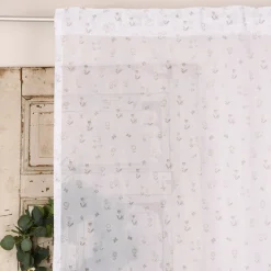 Rasch Textil Gardinenstoff Voile transparent Forest Flower Blumen weiß beige 1,40m Breite