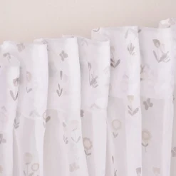 Rasch Textil Gardinenstoff Voile transparent Forest Flower Blumen weiß beige 1,40m Breite