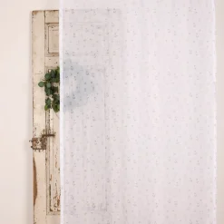 Rasch Textil Gardinenstoff Voile transparent Forest Flower Blumen weiß beige 1,40m Breite