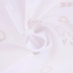 Rasch Textil Gardinenstoff Voile transparent Forest Flower Blumen weiß beige 1,40m Breite