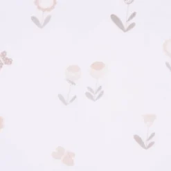 Rasch Textil Gardinenstoff Voile transparent Forest Flower Blumen weiß beige 1,40m Breite
