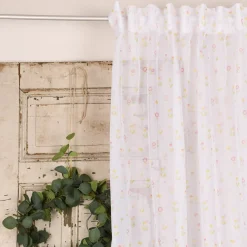 Rasch Textil Gardinenstoff Voile transparent Forest Flower Blumen weiß bunt 1,40m Breite