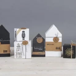 Rayher Geschenkboxen Faltschachteln Haus 3 Stück schwarz 10x7,5x20cm