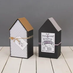 Rayher Geschenkboxen Faltschachteln Haus 3 Stück schwarz 10x7,5x20cm