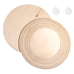 Rayher Holzringe und -platten Set 8-teilig naturbelassen verschiedene Größen