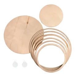 Rayher Holzringe und -platten Set 8-teilig naturbelassen verschiedene Größen