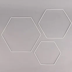 Rayher Metallringe Hexagon weiß verschiedene Größen 3er Set