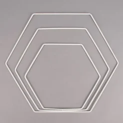 Rayher Metallringe Hexagon weiß verschiedene Größen 3er Set
