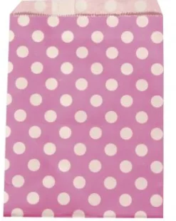 Rayher Papiertütchen Tüten Lebensmittelecht rosa weiß Punkte 25 Stück 12,9x16,8cm