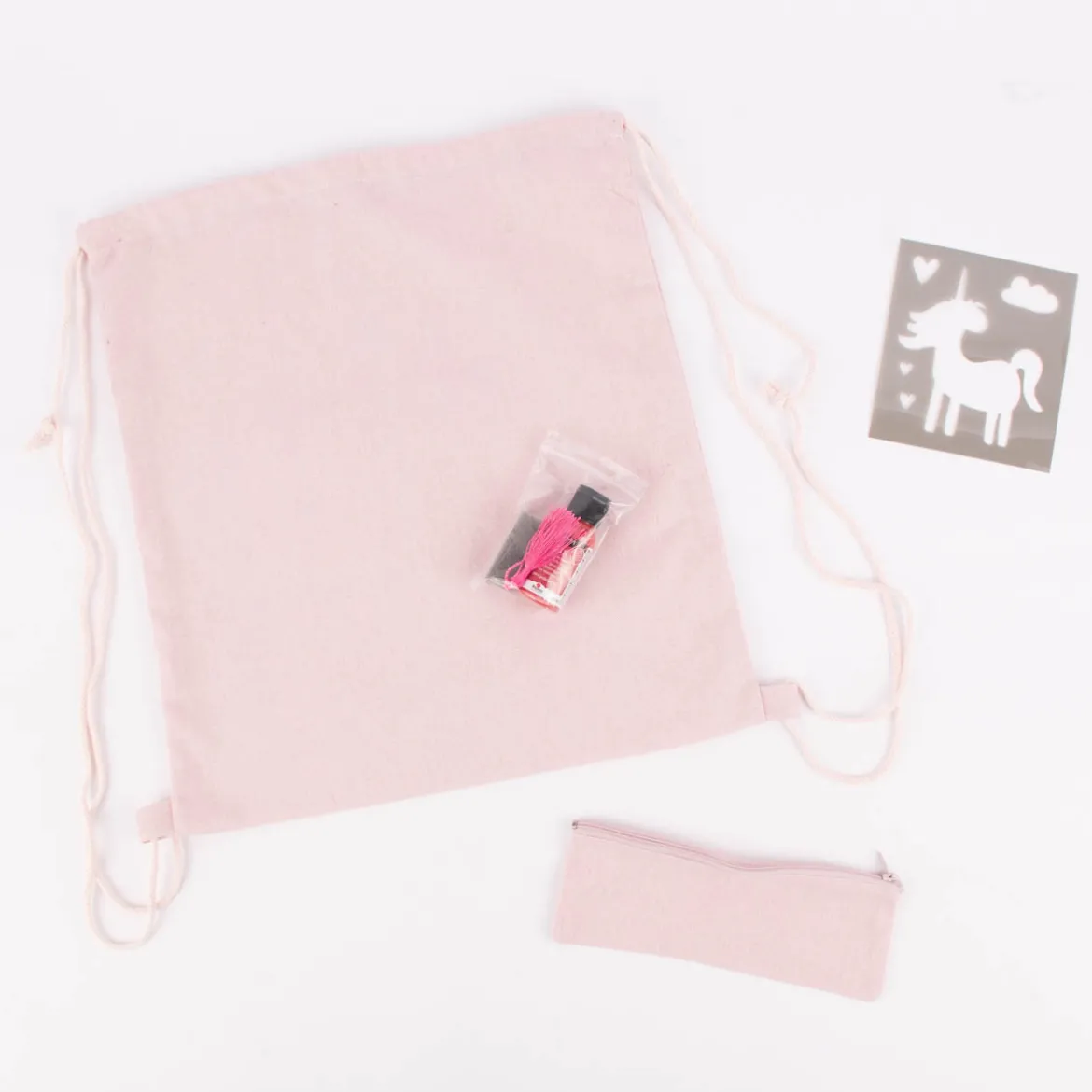 Rayher Turnbeutel Federmäppchen Einhorn rosa DIY-Set