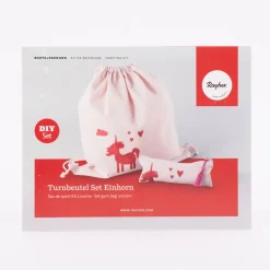 Rayher Turnbeutel Federmäppchen Einhorn rosa DIY-Set
