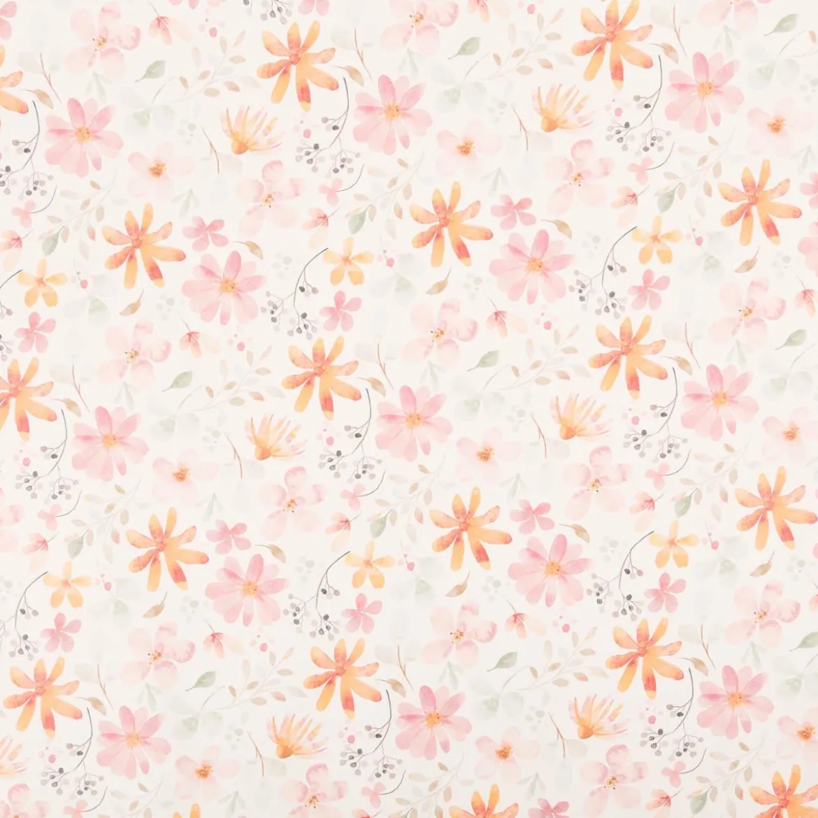 Regenjackenstoff wasserdicht soft Blumen ecru bunt 145cm Breite