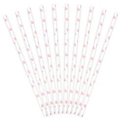 Röhrchen Herzen Papier 10 Stück weiß rosa 19,5cm