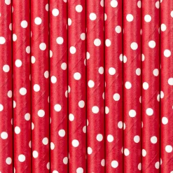 Röhrchen Punkte Papier 10 Stück rot weiß 19,5cm