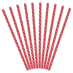 Röhrchen Punkte Papier 10 Stück rot weiß 19,5cm