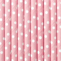 Röhrchen Punkte Papier 10 Stück rosa weiß 19,5cm