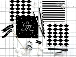 Röhrchen Punkte Papier 10 Stück schwarz weiß 19,5cm