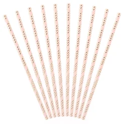 Röhrchen schräge Linien Papier 10 Stück hellrosa gold 19,5cm