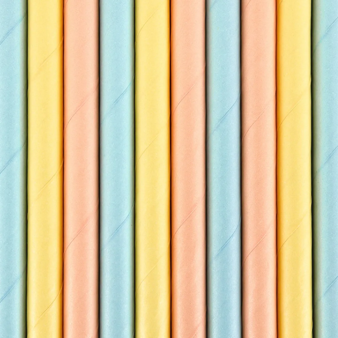 Röhrchen Summer Time Papier 10 Stück einfarbig hellblau gelb orange 19,5cm