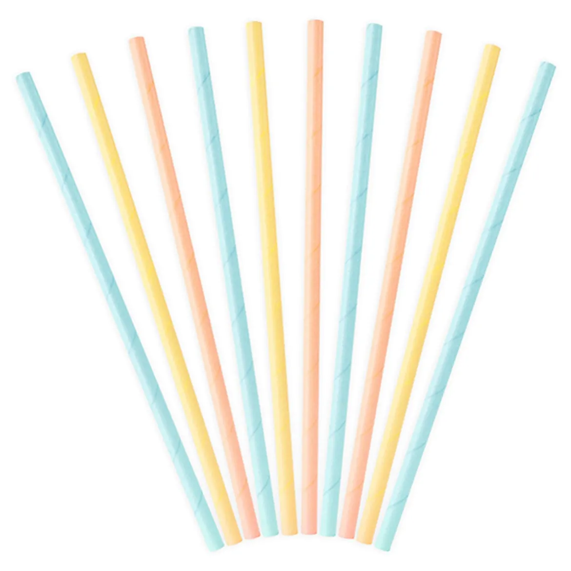 Röhrchen Summer Time Papier 10 Stück einfarbig hellblau gelb orange 19,5cm