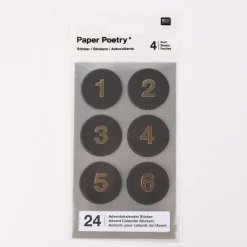 Rico Design Adventskalender Sticker schwarz goldfarbig 4 Blatt