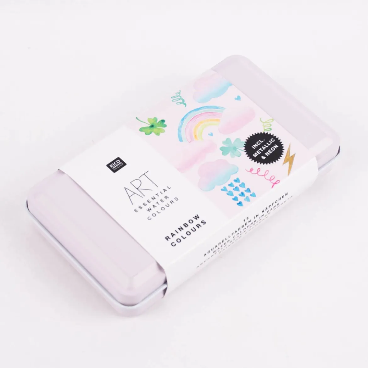 Rico Design Art Essential Aquarell Künstler Aquarellfarbkasten 12 Farben Regenbogen