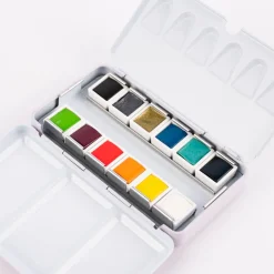 Rico Design Art Essential Aquarell Künstler Aquarellfarbkasten 12 Farben Regenbogen