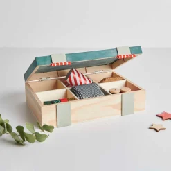 Rico Design Aufbewahrungsbox mit 6 Fächern und Magnetverschluss Holz natur 24x16,5x7cm