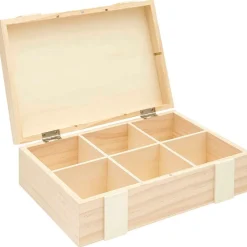 Rico Design Aufbewahrungsbox mit 6 Fächern und Magnetverschluss Holz natur 24x16,5x7cm