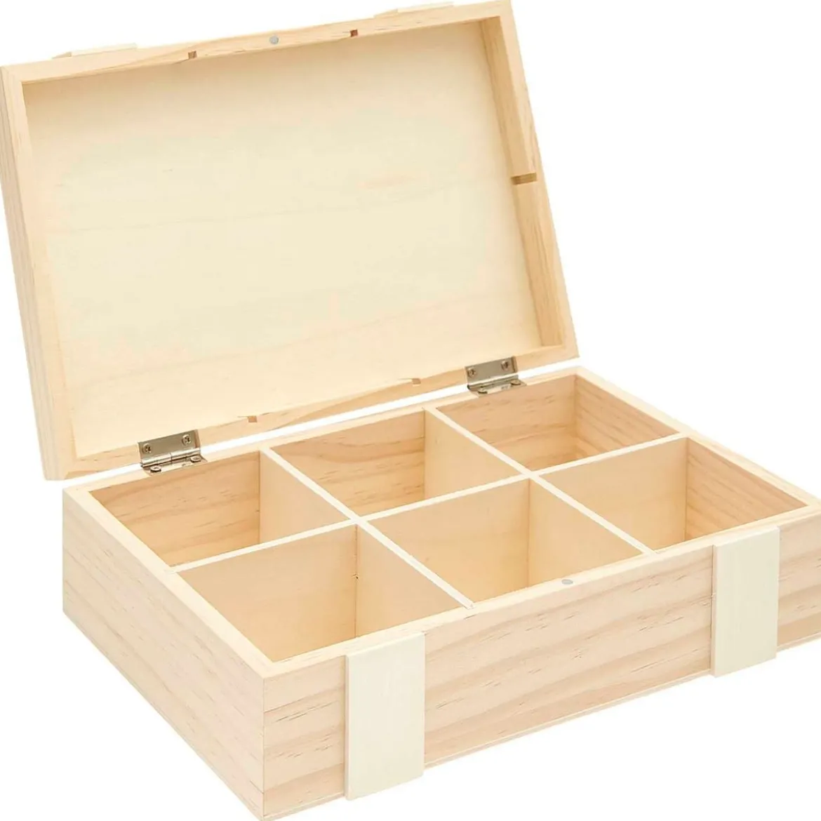 Rico Design Aufbewahrungsbox mit 6 Fächern und Magnetverschluss Holz natur 24x16,5x7cm