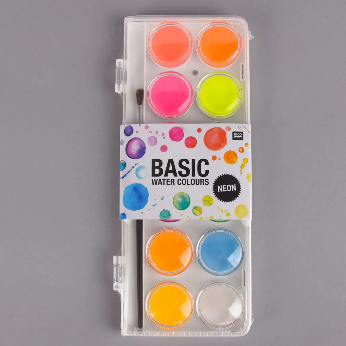 Rico Design Basic Neon Water Colours Wasserfarbkasten 12 Farben