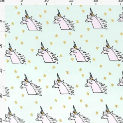 Rico Design Baumwollstoff Einhorn Sterne mint rosa goldfarbig bunt 1,4m Breite