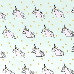 Rico Design Baumwollstoff Einhorn Sterne mint rosa goldfarbig bunt 1,4m Breite