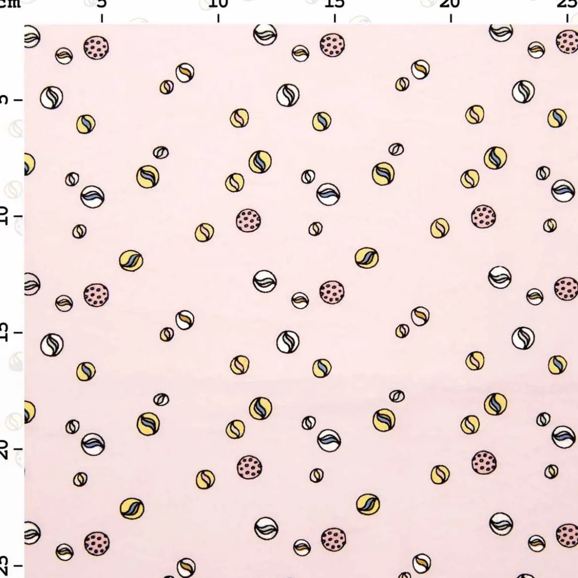 Rico Design Baumwollstoff Stoffabschnitt Murmeln Punkte rosa weiß gelb blau 50x140cm