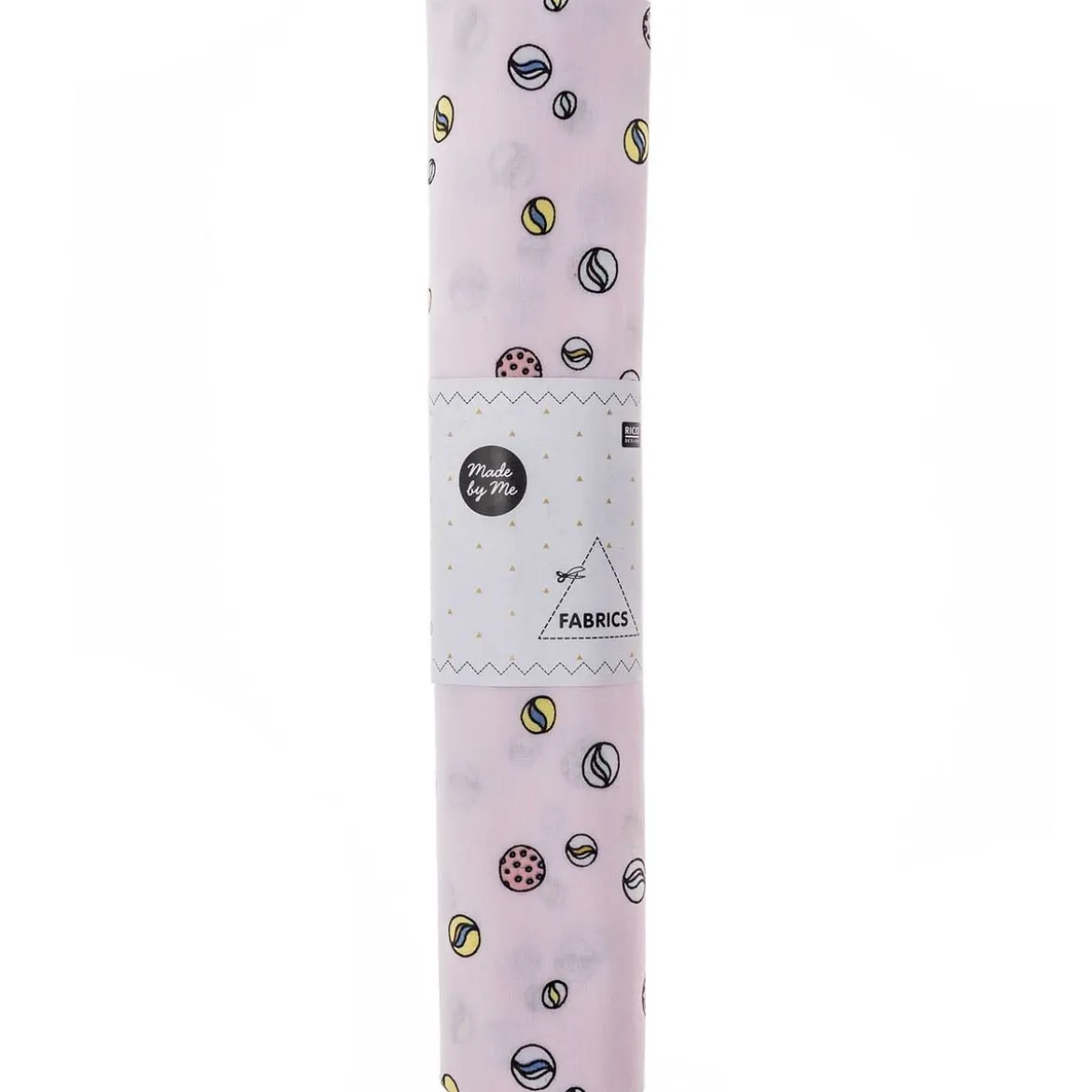 Rico Design Baumwollstoff Stoffabschnitt Murmeln Punkte rosa weiß gelb blau 50x140cm