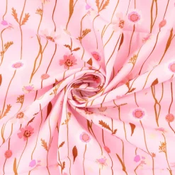 Rico Design Baumwollstoff Stoffabschnitt Wildblumen rosa bunt 50x140cm