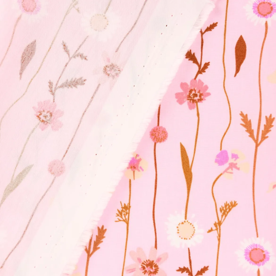 Rico Design Baumwollstoff Stoffabschnitt Wildblumen rosa bunt 50x140cm