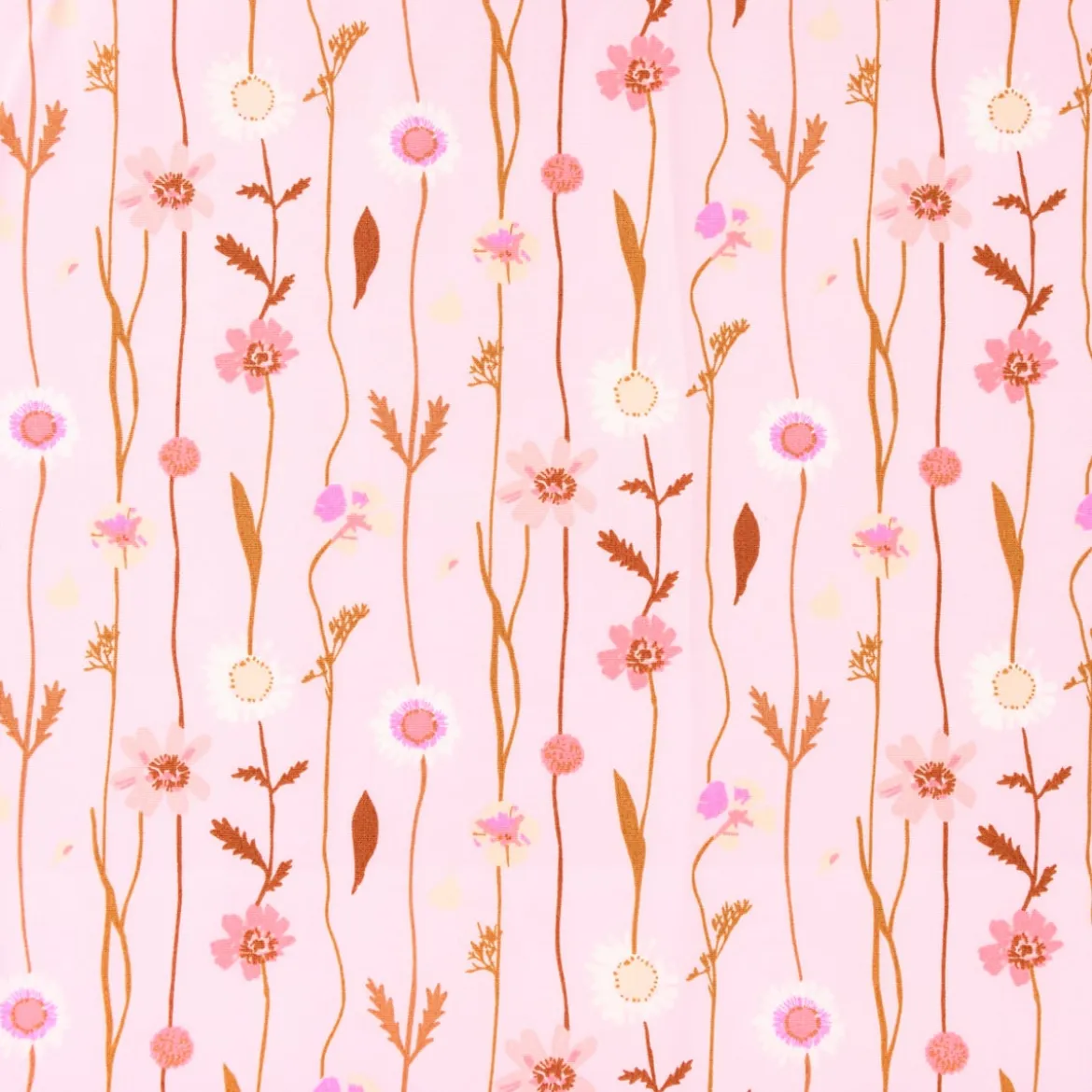 Rico Design Baumwollstoff Stoffabschnitt Wildblumen rosa bunt 50x140cm