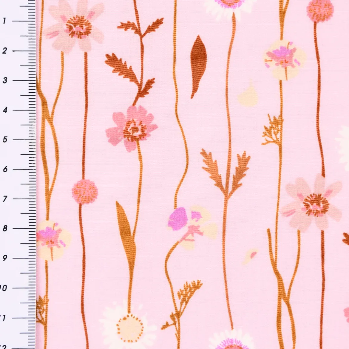 Rico Design Baumwollstoff Stoffabschnitt Wildblumen rosa bunt 50x140cm
