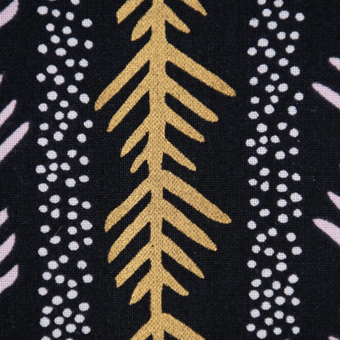 Rico Design Baumwollstoff Stoffabschnitt grafisch Zweig Punkte schwarz lila goldfarbig 50x140cm