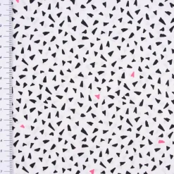 Rico Design Baumwollstoff Stoffabschnitt Dreiecke weiß schwarz neonpink 50x140cm