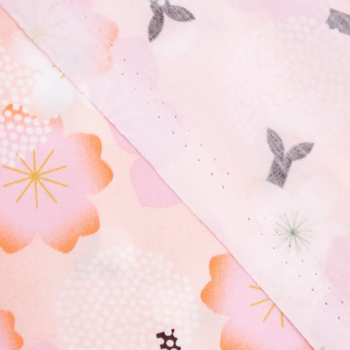Rico Design Baumwollstoff Stoffabschnitt Kirschblüten pfirsich rosa weiß 50x140cm