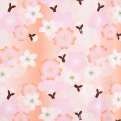 Rico Design Baumwollstoff Stoffabschnitt Kirschblüten pfirsich rosa weiß 50x140cm