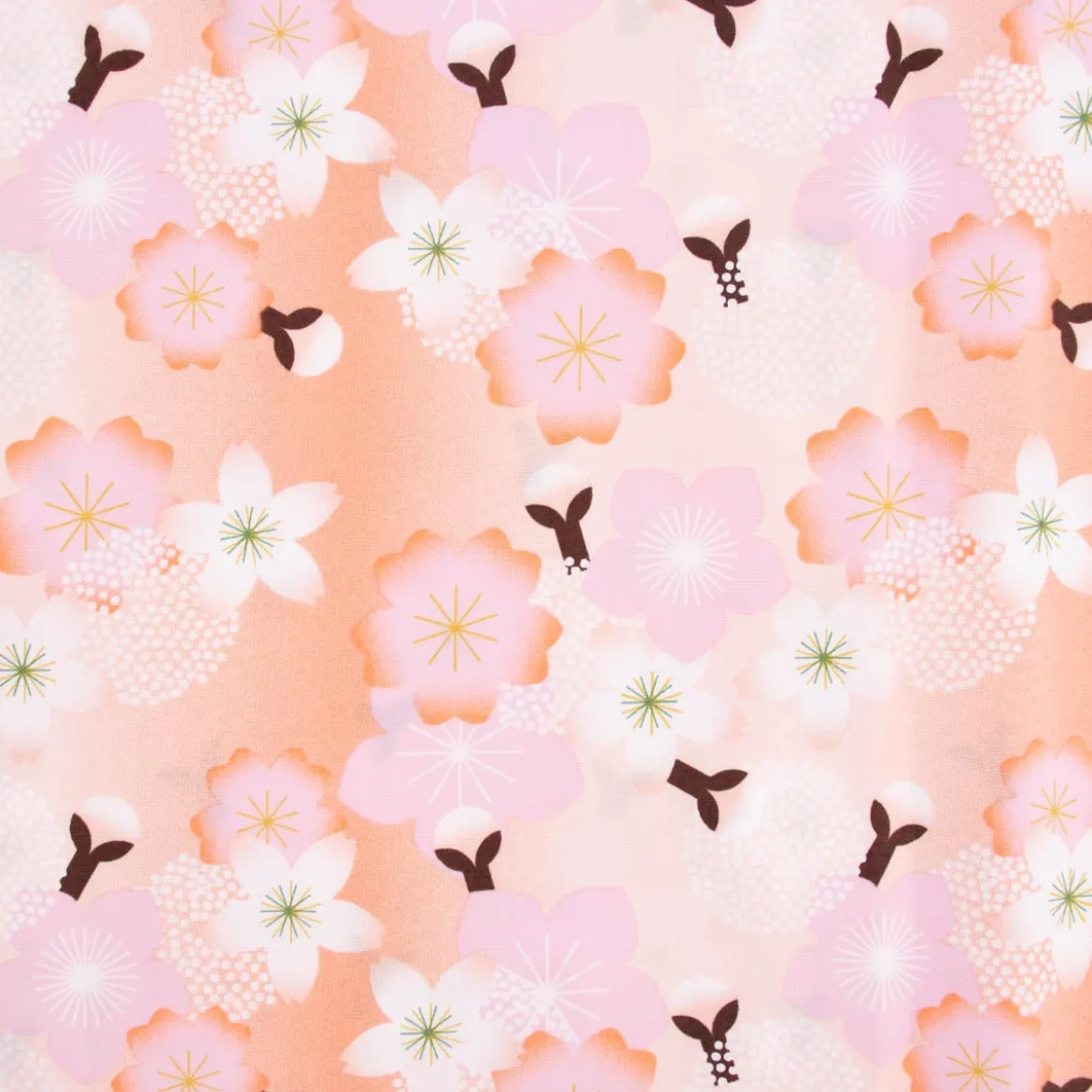 Rico Design Baumwollstoff Stoffabschnitt Kirschblüten pfirsich rosa weiß 50x140cm