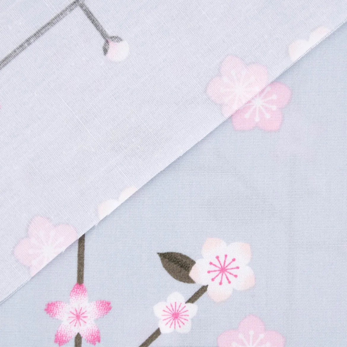 Rico Design Baumwollstoff Stoffabschnitt Kirschblütenzweige hellblau rosa 50x140cm