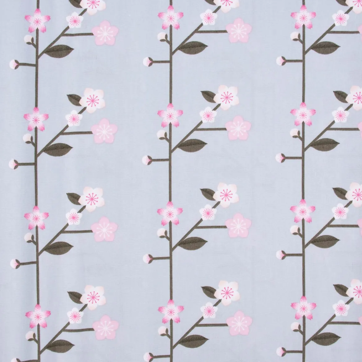 Rico Design Baumwollstoff Stoffabschnitt Kirschblütenzweige hellblau rosa 50x140cm