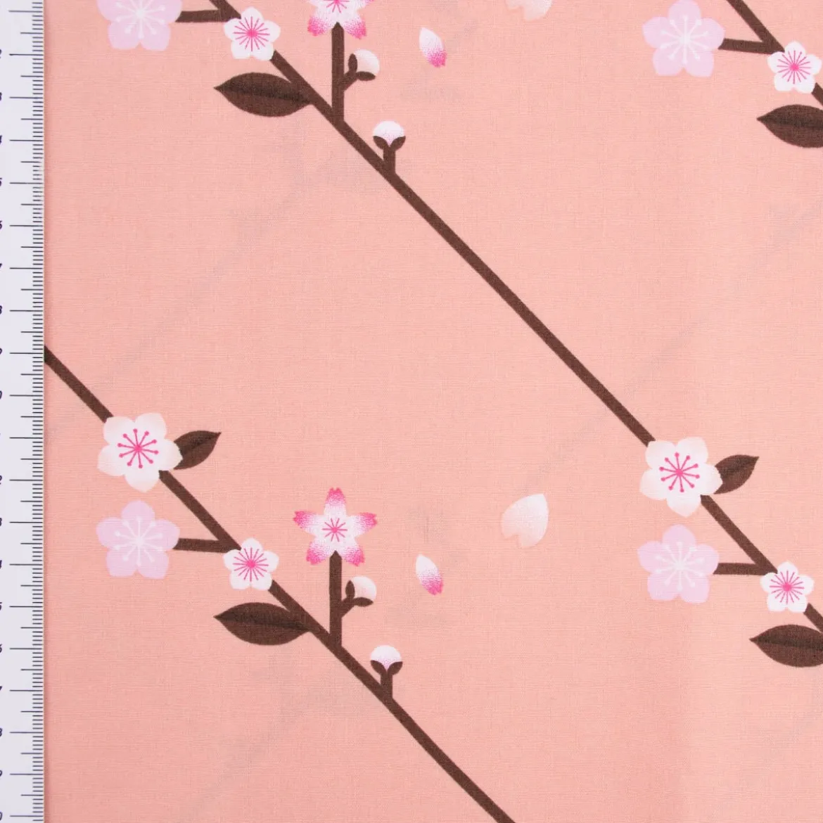 Rico Design Baumwollstoff Stoffabschnitt Kirschblütenzweige pfirsich rosa 50x140cm