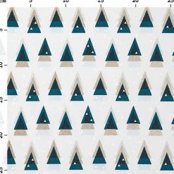 Rico Design Baumwollstoff Stoffabschnitt Weihnachten grafische Tannen mint gold 50x140cm