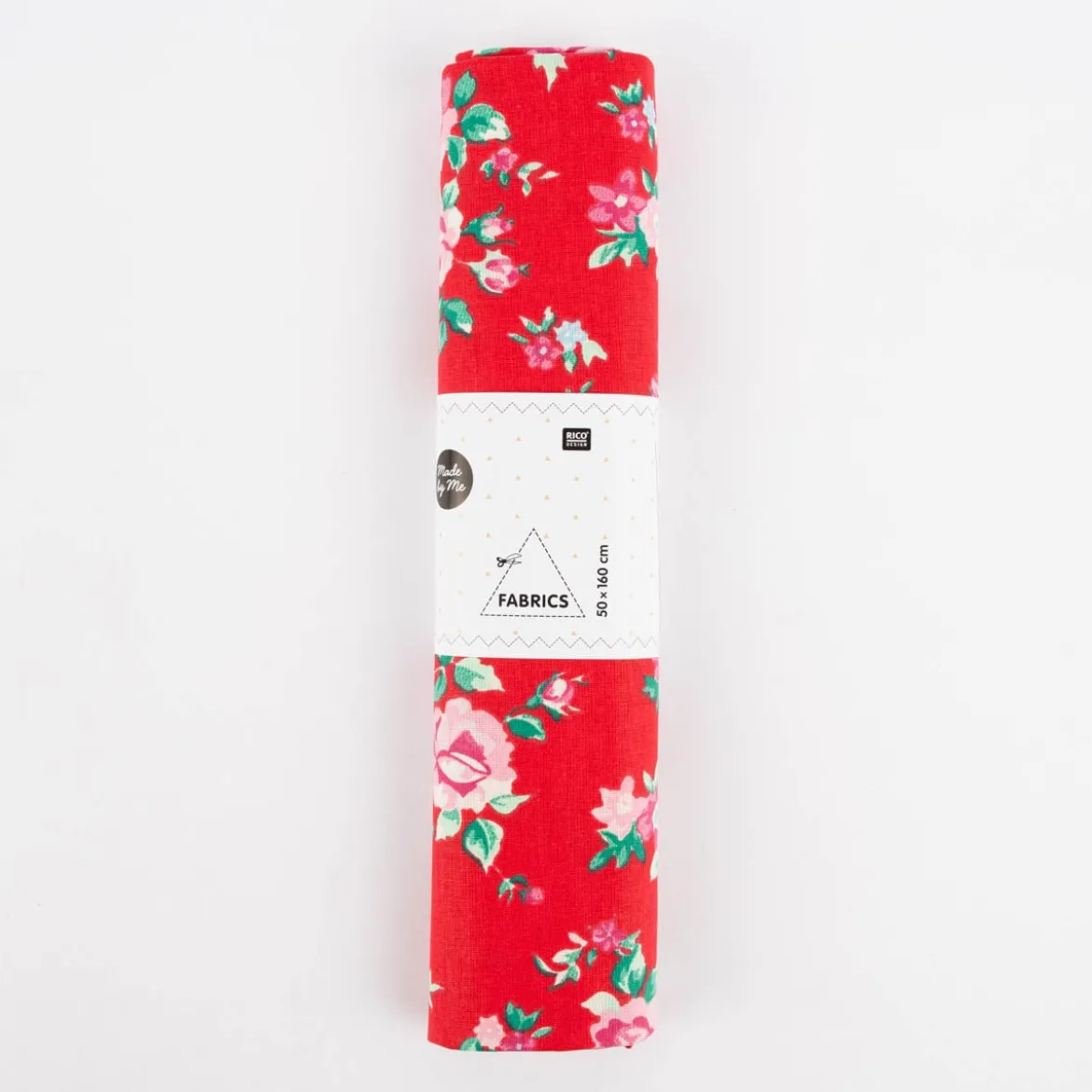 Rico Design Baumwollstoff Stoffabschnitt Druckstoff Blumen rot rosa 50x140cm