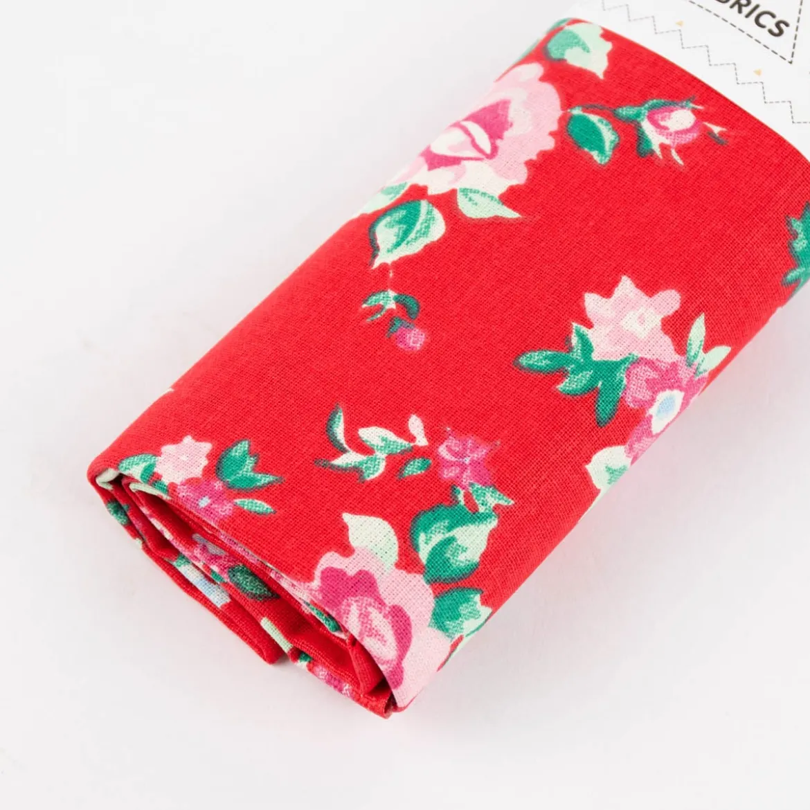 Rico Design Baumwollstoff Stoffabschnitt Druckstoff Blumen rot rosa 50x140cm